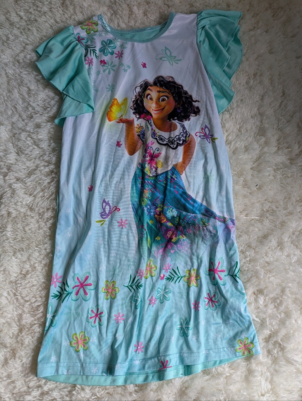 Disney Mirabel Girls Size 8 Floral Light Aqua Girls' Nightgown - Picture 1 of 3
